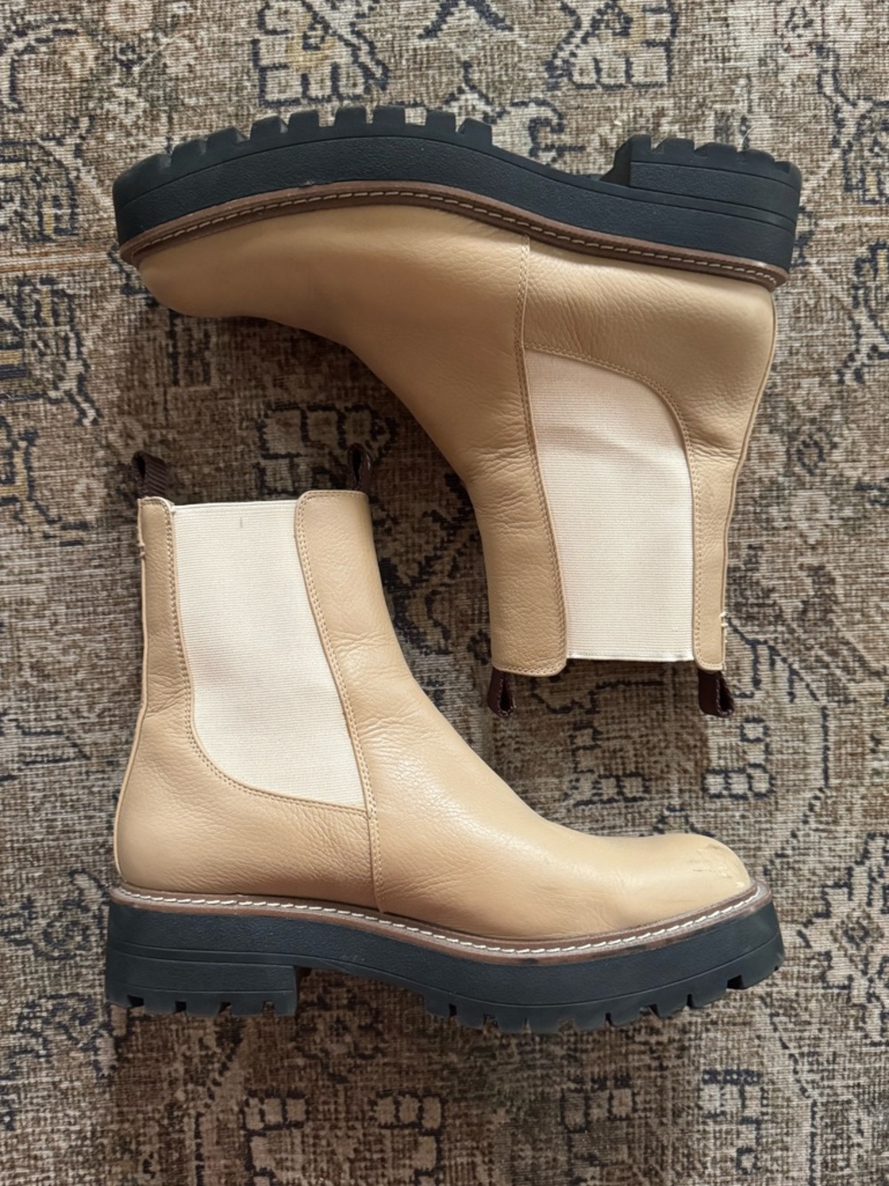 SAM EDELMAN Laguna Sesame Leather Little Boots Sz 9